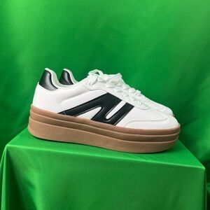 Stylish White and Black Platform Sneakers